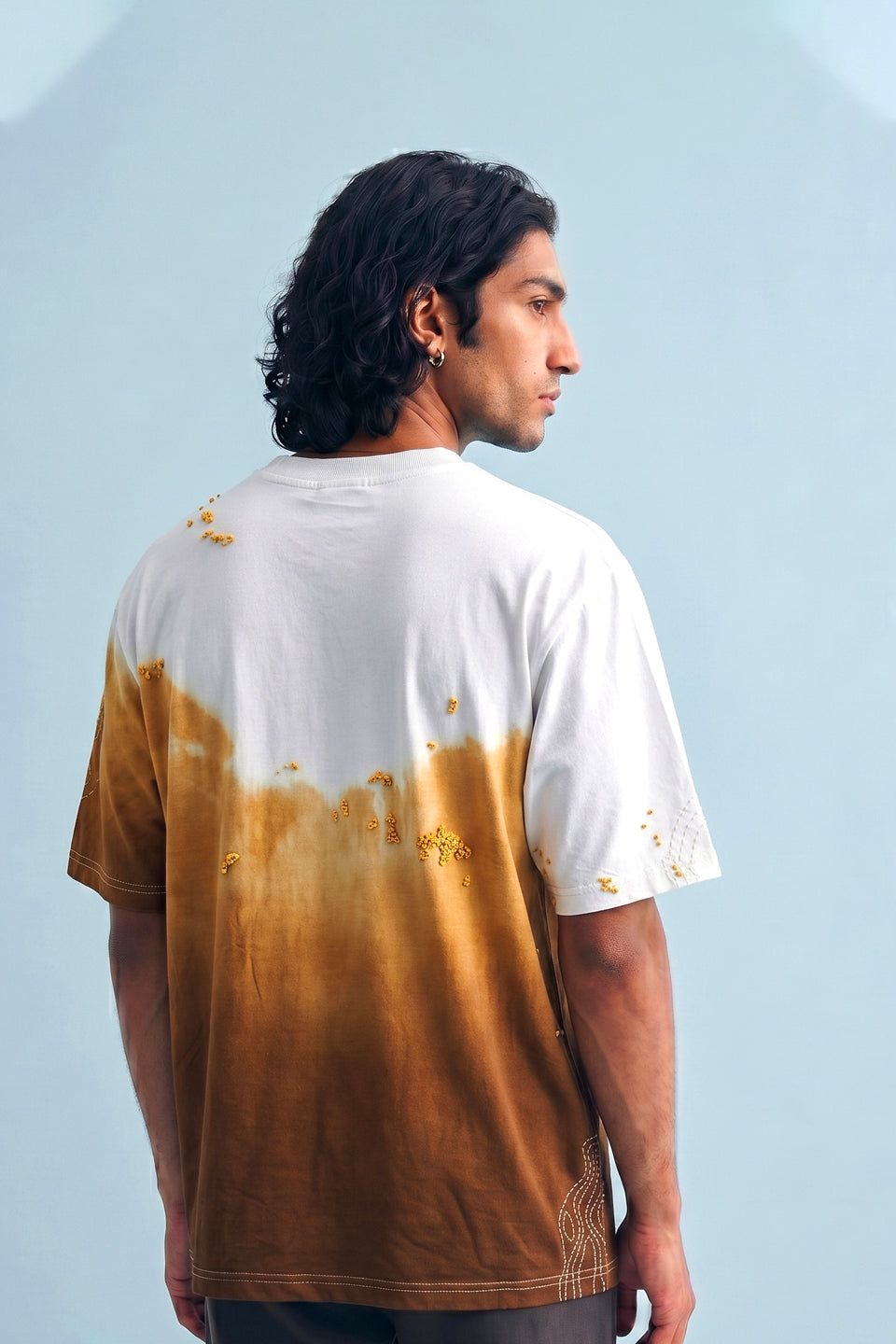 Solar Fade Graphic Oversized T-Shirt (White & Burnt Orange Edition)