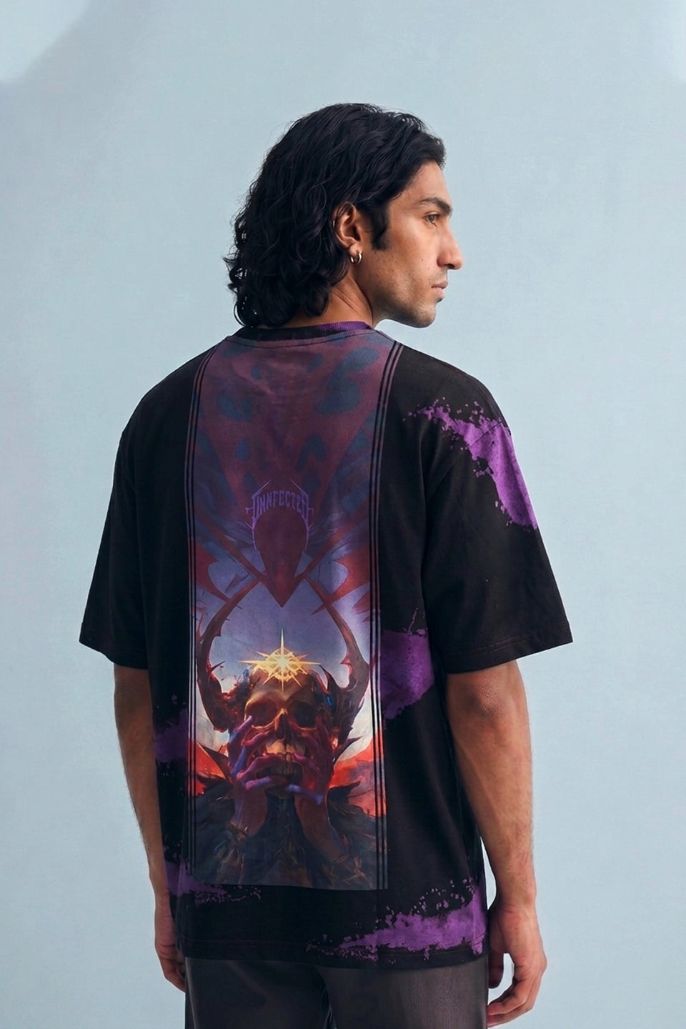 Ethereal Echo Purple Acid Wash Graphic T-Shirt for Men