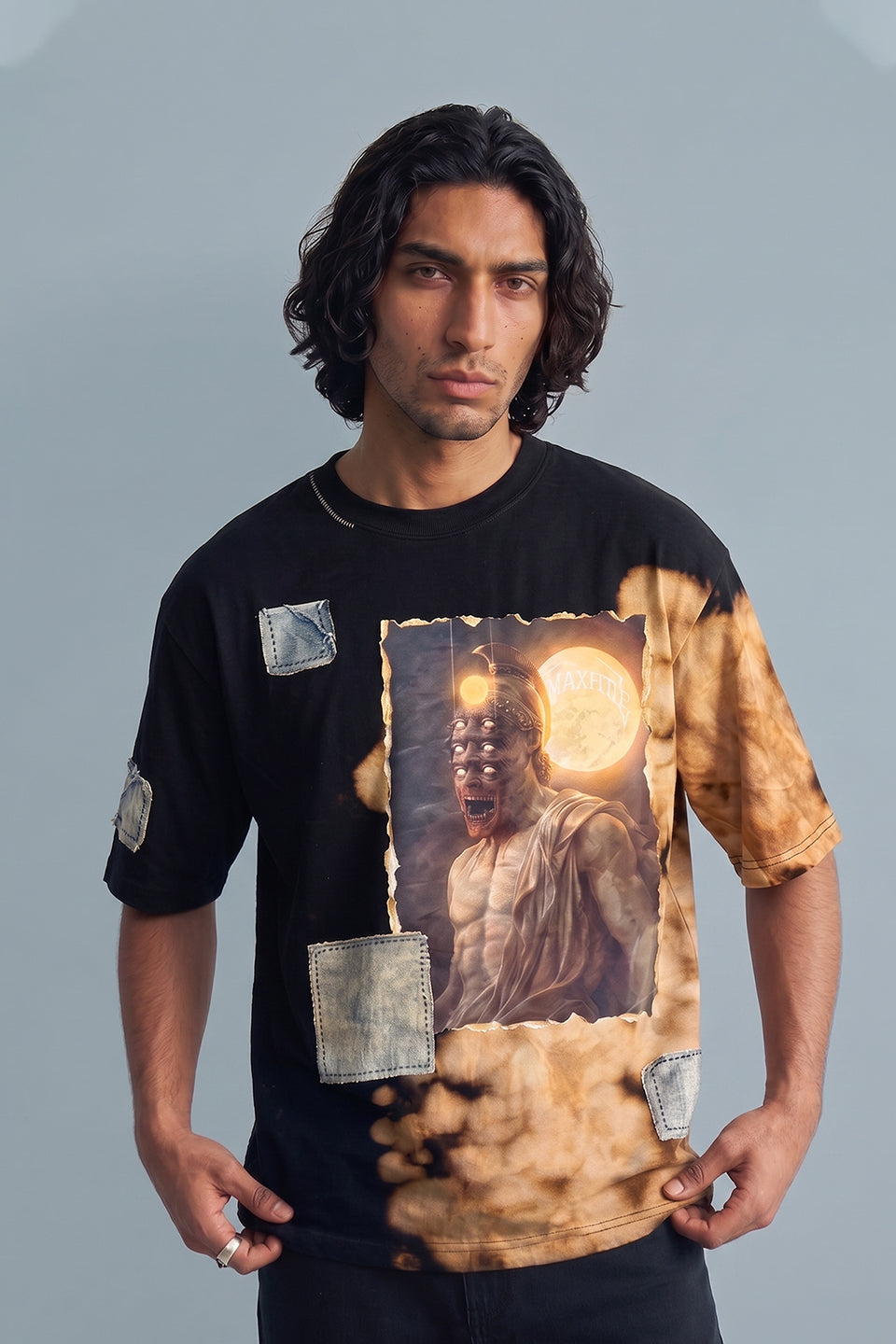 Bleached Shadow Patch T-Shirt (Black Sand Edition)