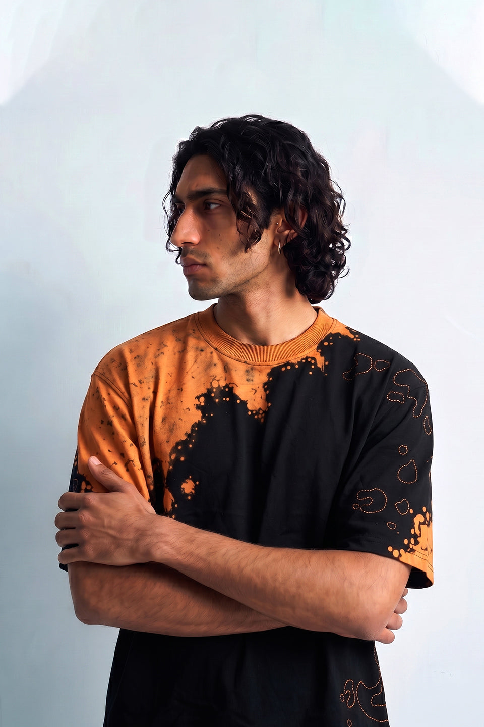 Obsidian Burn Split Oversized T-Shirt (Black & Rust Edition)