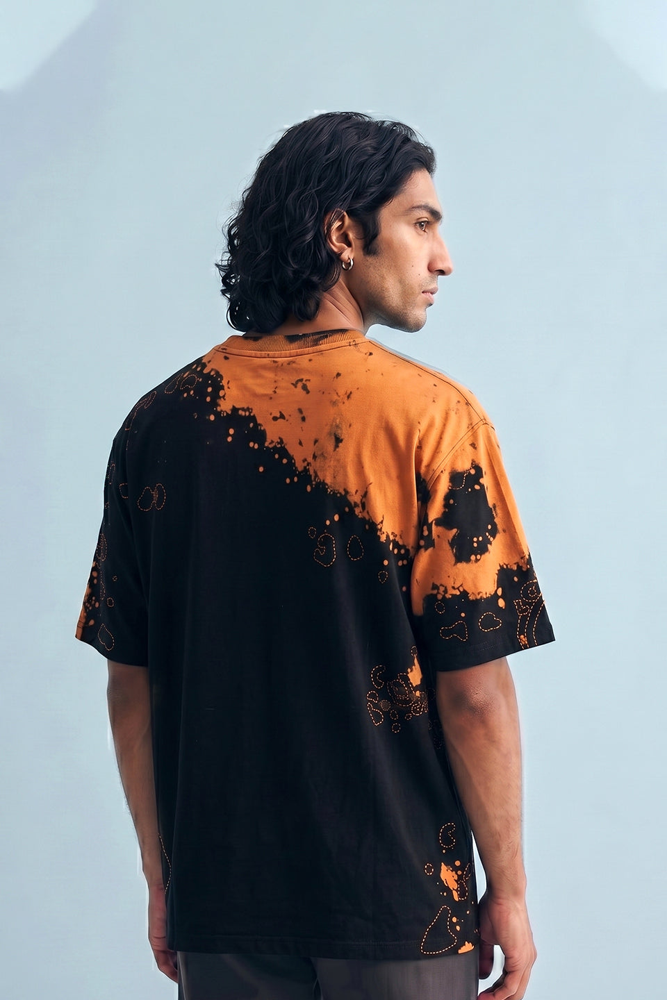 Obsidian Burn Split Oversized T-Shirt (Black & Rust Edition)
