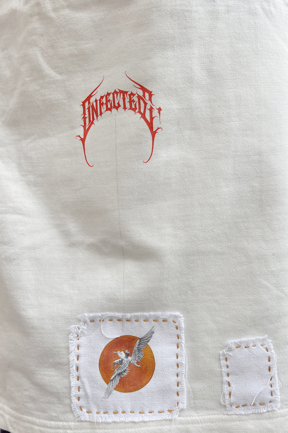 Burnt Fade Cross Pattern T-Shirt (White Orange Edition)
