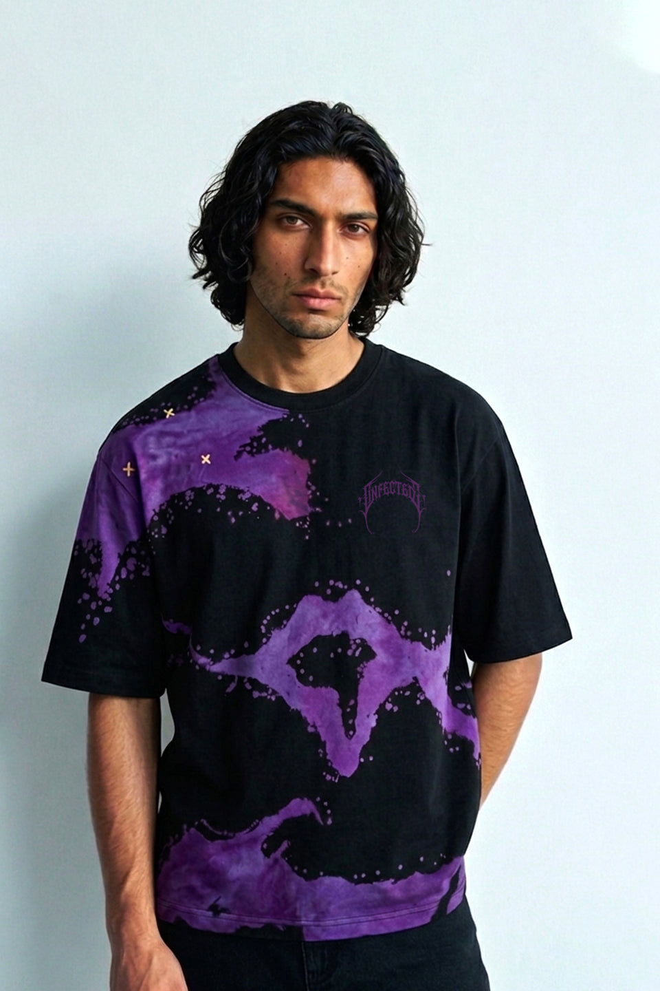 Ethereal Echo Purple Acid Wash Graphic T-Shirt for Men