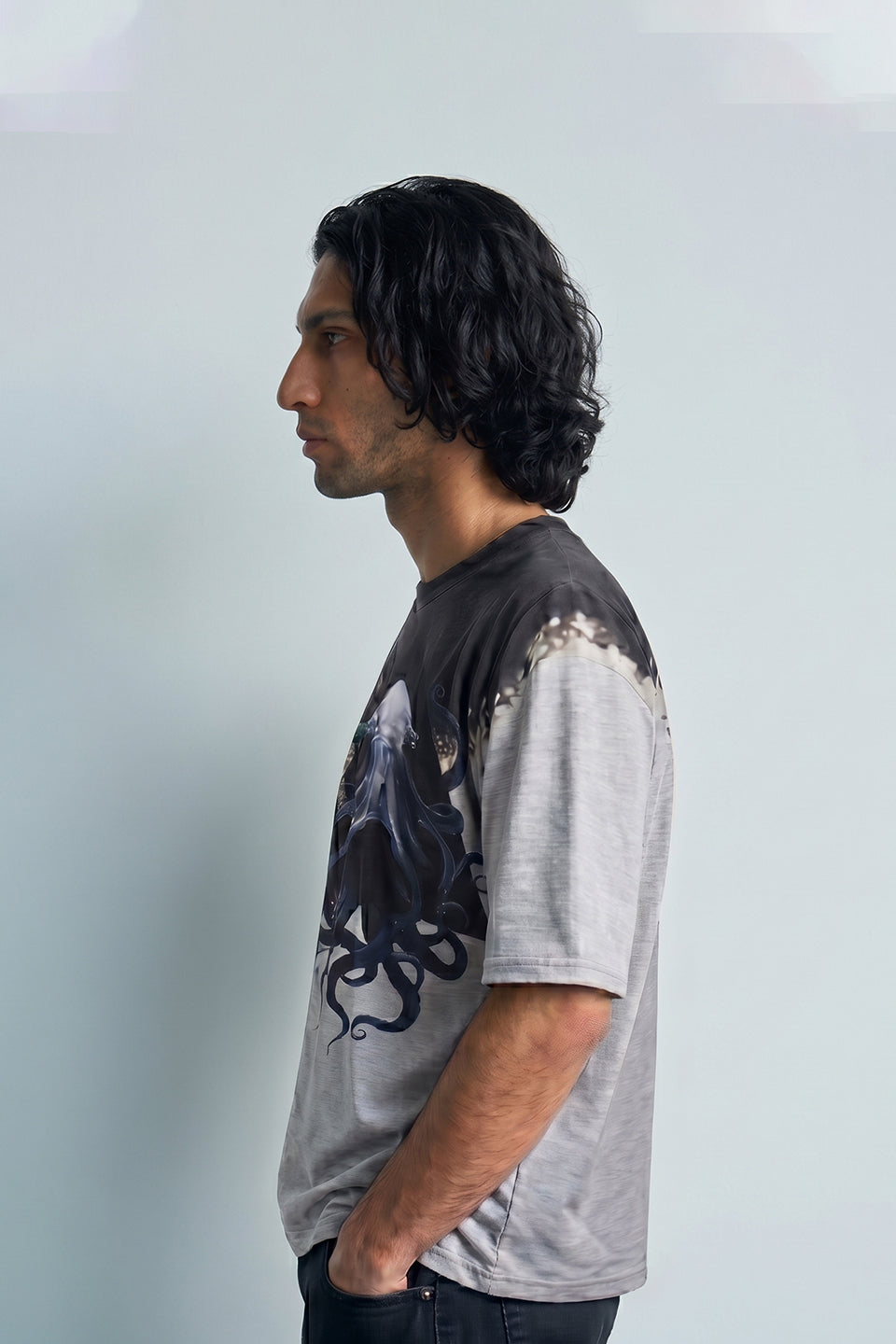 INKED OCTOPUS FADE T-SHIRT – GREY BLACK